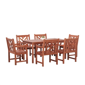 Vifah Malibu 7 Piece Wood Patio Dining Set