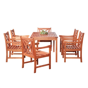 Vifah Malibu 7 Piece Wood Patio Dining Set