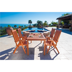 Vifah Malibu Balthazar 5 Piece Wood Patio Dining Set