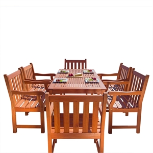 Vifah Malibu Balthazar 7 Piece Wood Patio Dining Set