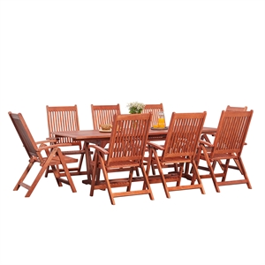 Vifah Malibu 9 Piece Wood Patio Dining Set