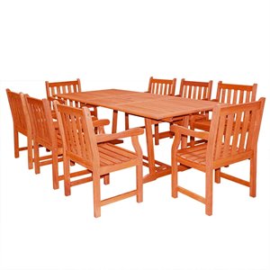 vifah malibu 9 piece wood patio dining set