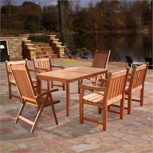 Vifah Malibu 7 Piece Wood Patio Dining Set