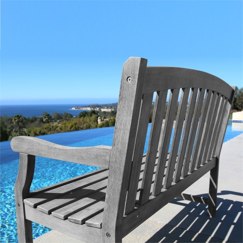 Vifah Renaissance Outdoor Hand-scraped Hardwood Bench - Thumbnail 4