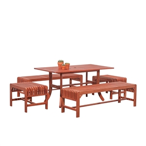 Vifah Malibu 5 Piece Wood Patio Dining Set