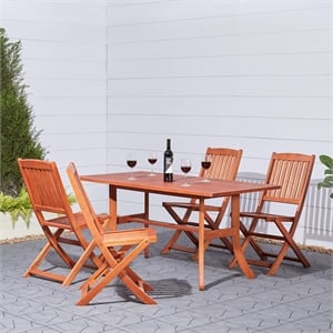 Vifah Malibu 5 Piece Wood Patio Dining Set