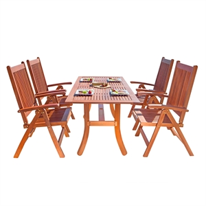 Vifah Malibu 5 Piece Wood Patio Dining Set