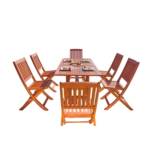 Vifah Malibu 7 Piece Wood Patio Dining Set