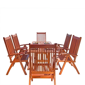Vifah Malibu 7 Piece Wood Patio Dining Set