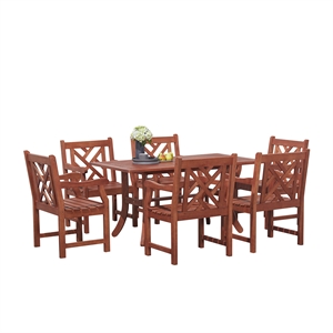 Vifah Malibu 7 Piece Wood Patio Dining Set