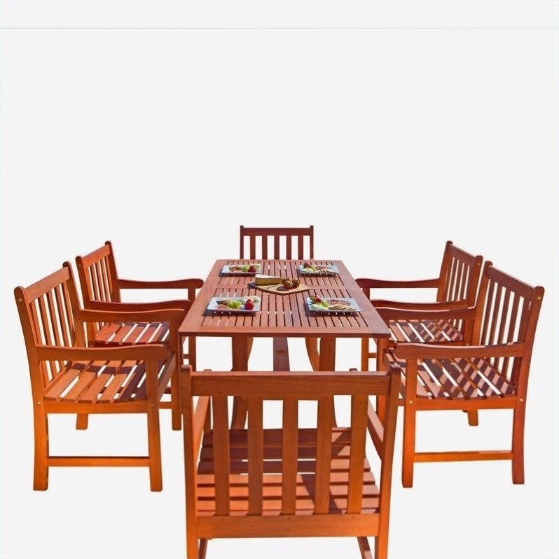 Vifah Malibu 7 Piece Wood Patio Dining Set