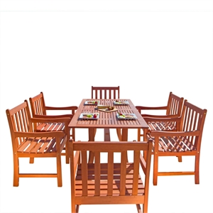 Vifah Malibu 7 Piece Wood Patio Dining Set