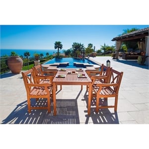 Vifah Malibu 7 Piece Wood Patio Dining Set