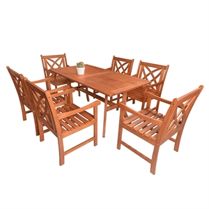 Vifah Malibu 7 Piece Wood Patio Dining Set