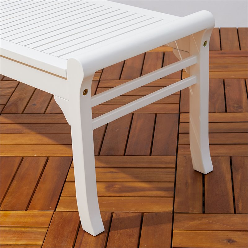 Backless Outdoor Bench in White V1608