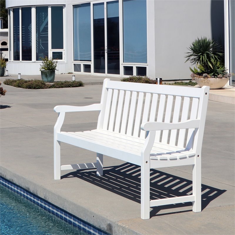 Vifah Bradley Outdoor Bench In White 