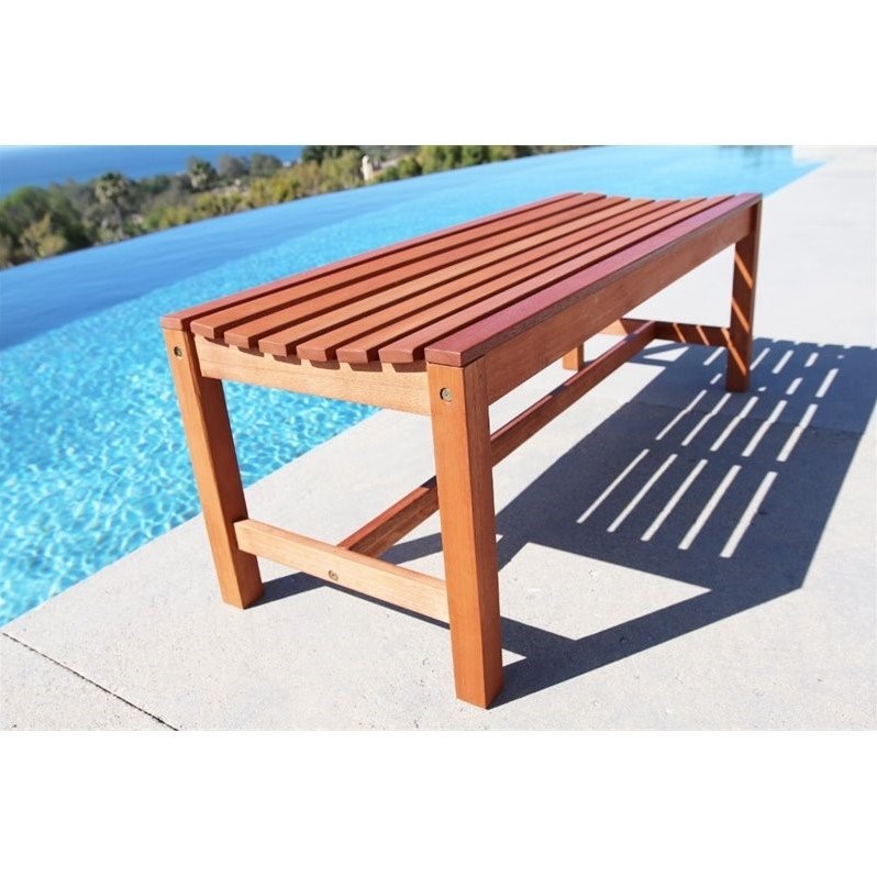 Vifah Malibu Backless Outdoor Bench In Natural V1640