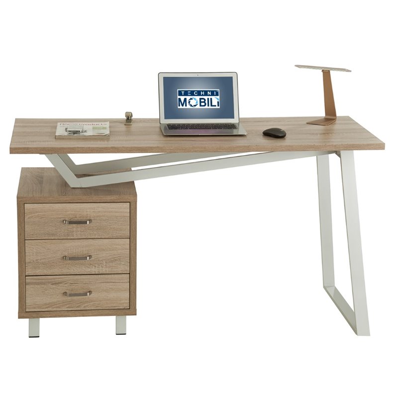 Techni Mobili Modern Design Computer Desk with Storage, Sand