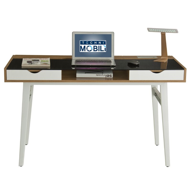 Techni Mobili Compact Computer Desk in Walnut