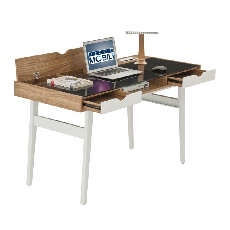Techni Mobili Compact Computer Desk In Walnut