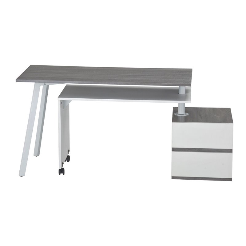 Techni Mobili Rotating Modular Computer Desk in Gray