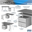 Techni Mobili Rotating Modular Computer Desk in Gray