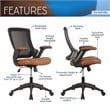 Techni Mobili Mid-Back Mesh Task Office Chair in Brown