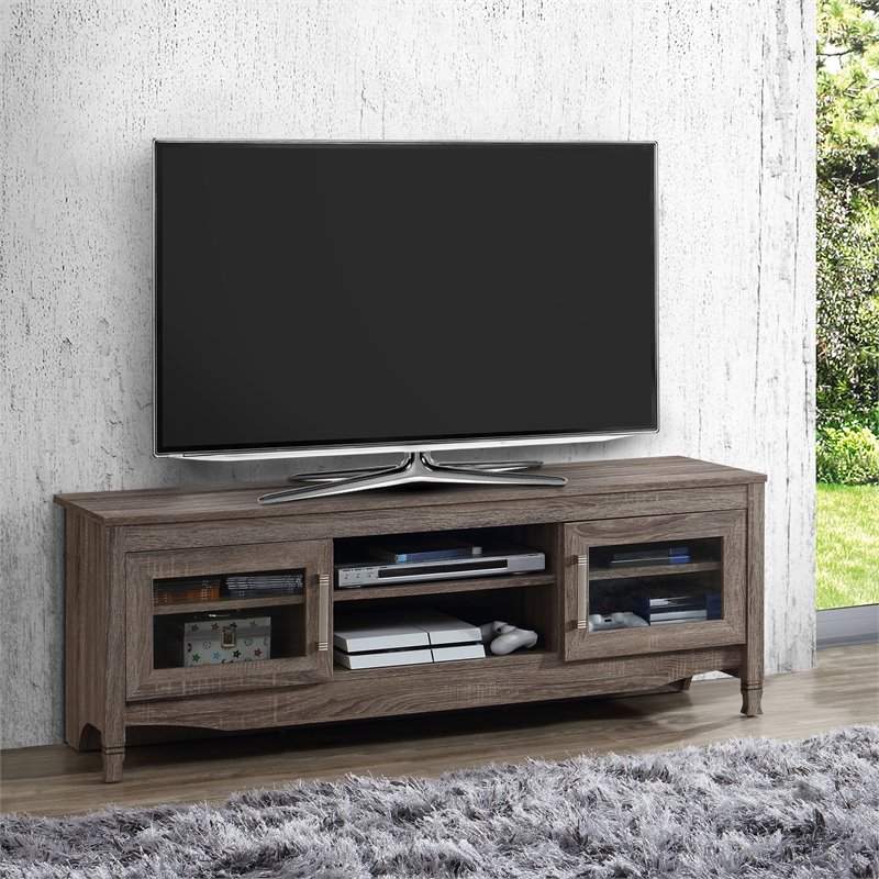 Techni Mobili 53 Tv Stand In Gray Driftwood Rta 8855 Gry Techni Mobili 53
