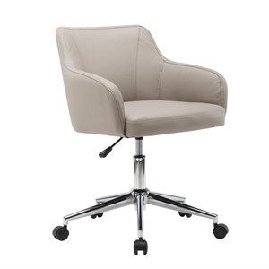 techni mobili faux leather swivel office chair in beige