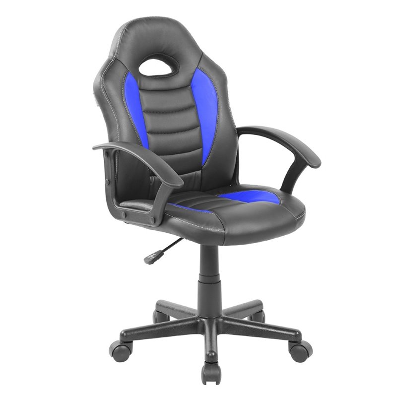 Techni Mobili Faux Leather Kids Gaming and Student Racer Chair in Blue/Black