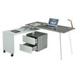 Set of 2 Rotating Computer Desk in Gray and Gaming Chair in Camel