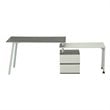 Set of 2 Rotating Computer Desk in Gray and Gaming Chair in Camel