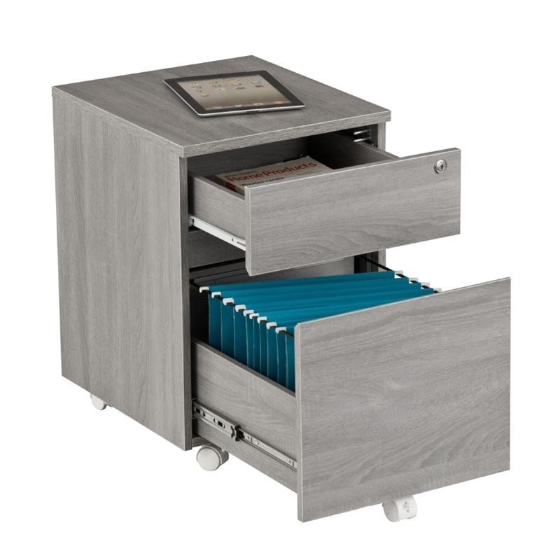 Techni Mobili 2 Drawer Mobile Vertical File Cabinet in Gray