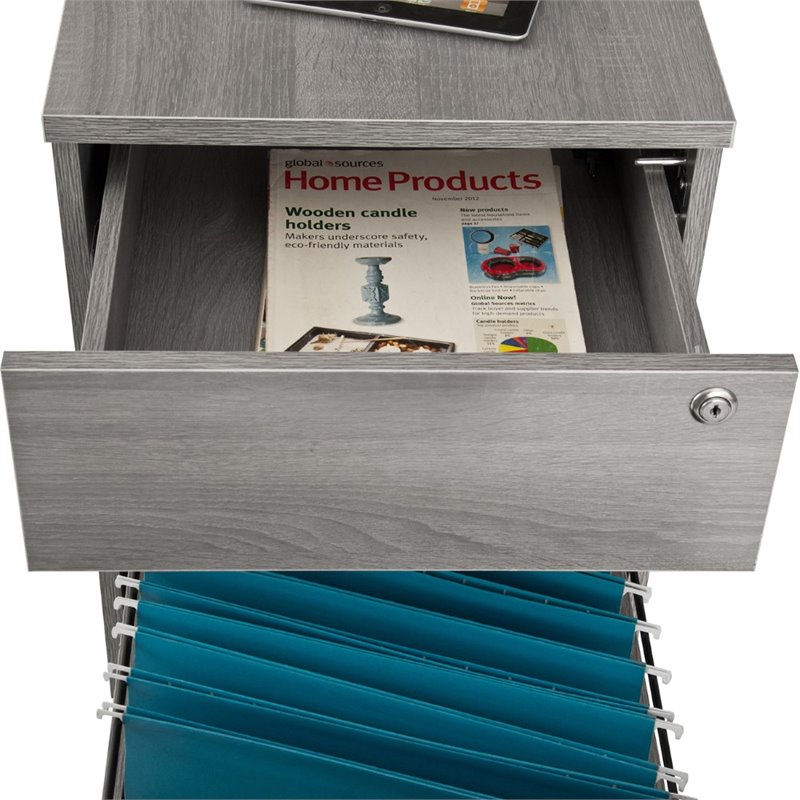 Techni Mobili 2 Drawer Mobile Vertical File Cabinet in Gray