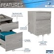 Techni Mobili 2 Drawer Mobile Vertical File Cabinet in Gray