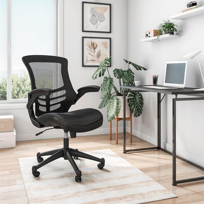 Techni Mobili Mid Back Mesh Adjustable Office Chair in Black