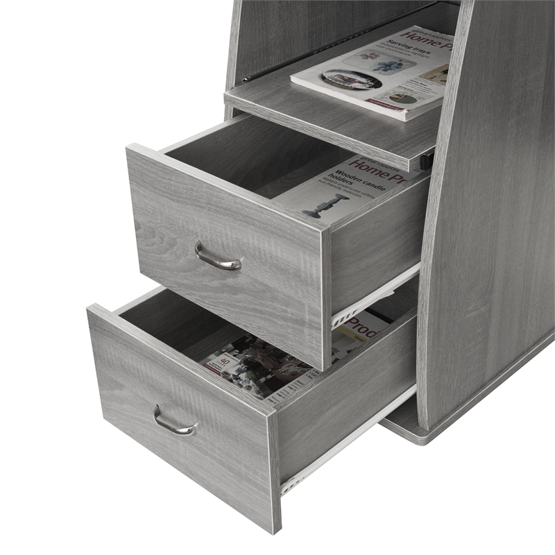 Techni Mobili Engineered Wood 2-Drawers Computer Desk with Keyboard Tray in Gray