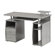 Techni Mobili Engineered Wood 2-Drawers Computer Desk with Keyboard Tray in Gray