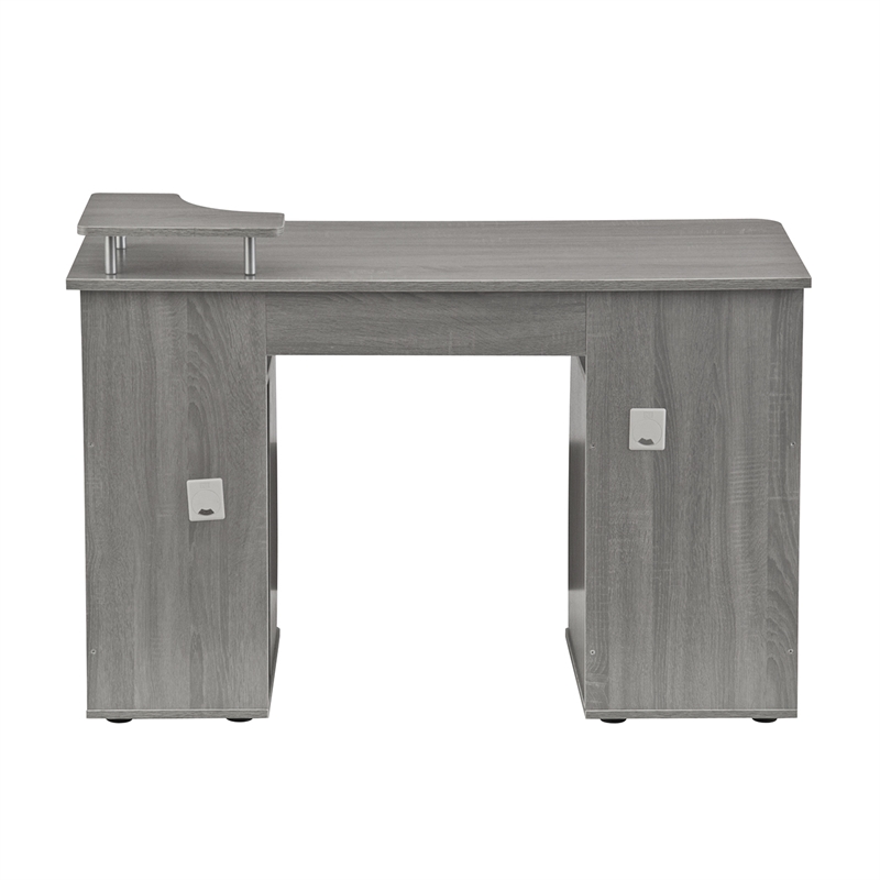 Techni Mobili Engineered Wood 2-Drawers Computer Desk with Keyboard Tray in Gray