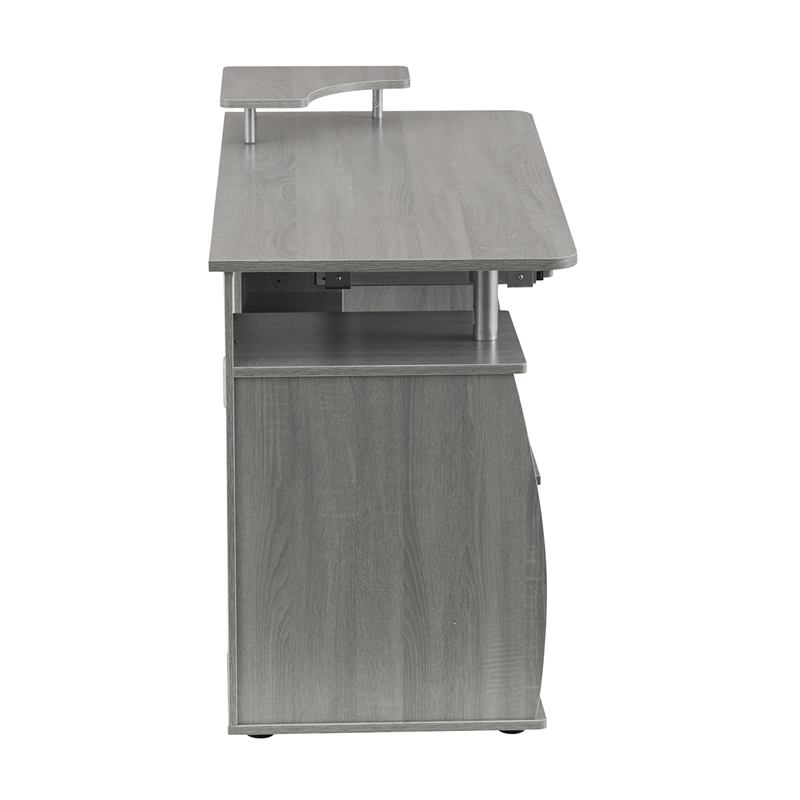 Techni Mobili Engineered Wood 2-Drawers Computer Desk with Keyboard Tray in Gray