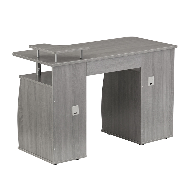 Techni Mobili Engineered Wood 2-Drawers Computer Desk with Keyboard Tray in Gray