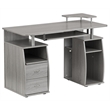 Techni Mobili Engineered Wood 2-Drawers Computer Desk with Keyboard Tray in Gray