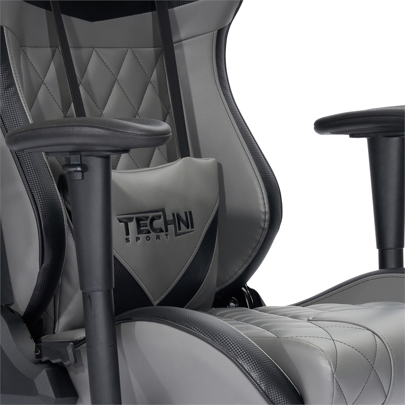 Techni Sport Polyurethane and Steel Frame XL-Ergonomic Gaming Chair in Gray