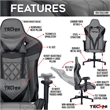 Techni Sport Polyurethane and Steel Frame XL-Ergonomic Gaming Chair in Gray