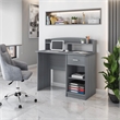 Techni Mobili Modern Engineered Wood Computer Desk with Storage Hutch in Gray