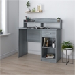 Techni Mobili Modern Engineered Wood Computer Desk with Storage Hutch in Gray