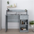 Techni Mobili Modern Engineered Wood Computer Desk with Storage Hutch in Gray