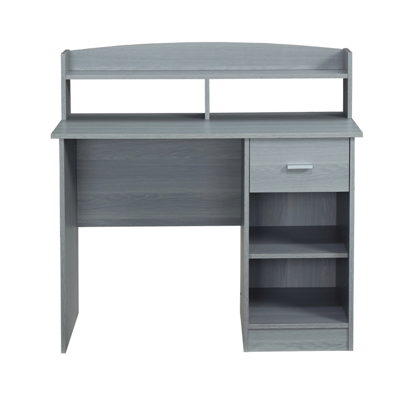 Techni Mobili Modern Engineered Wood Computer Desk with Storage Hutch in Gray