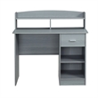 Techni Mobili Modern Engineered Wood Computer Desk with Storage Hutch in Gray