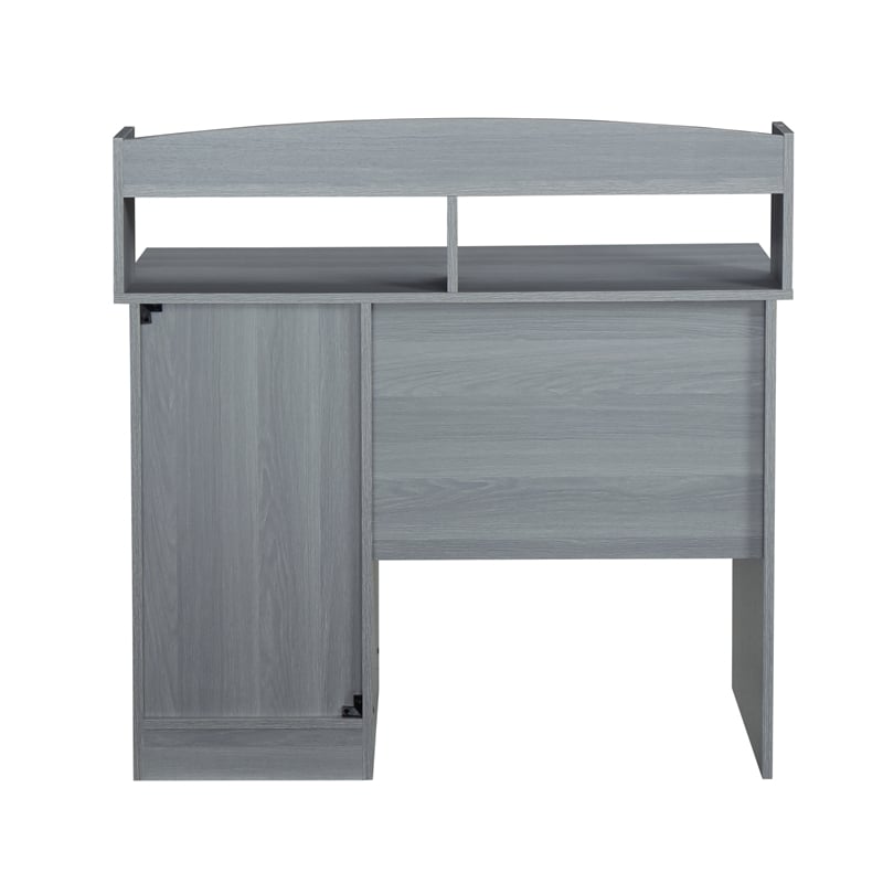 Techni Mobili Modern Engineered Wood Computer Desk with Storage Hutch in Gray